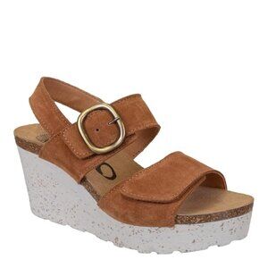 OTBT  Suede Peasant Wedge Sandals  Camel Suede  Women Size 10   NIB